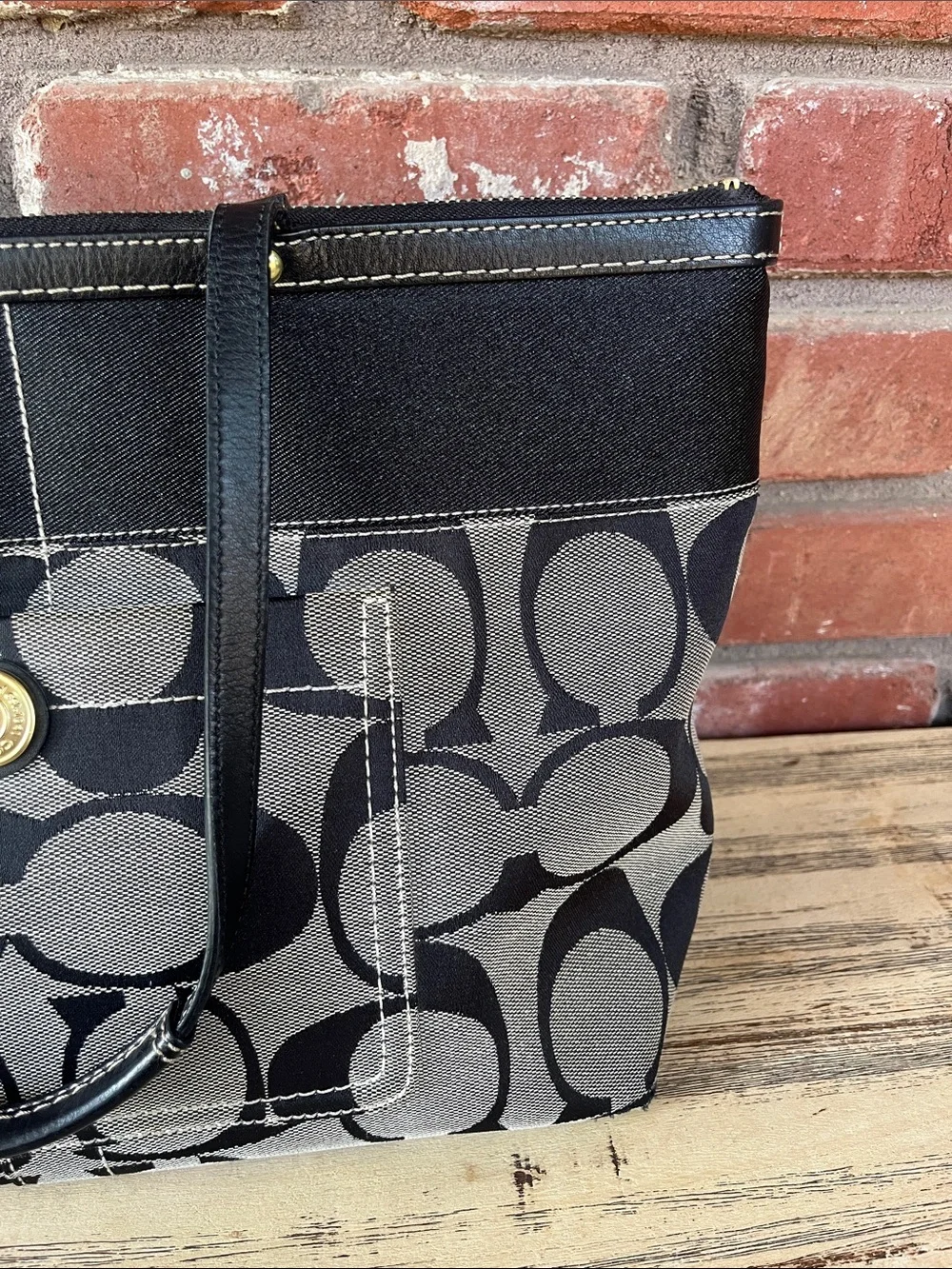 Coach Black and Gray Signature Canvas 👜 L0768-11691